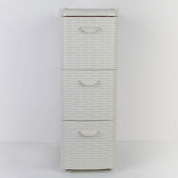 Комод узкий 3-х секционный «Ротанг», белый