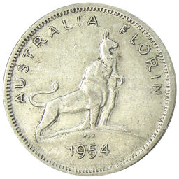 1 флорин (2 шиллинга) 1954 года Австралия  Королевский визит Елизаветы II