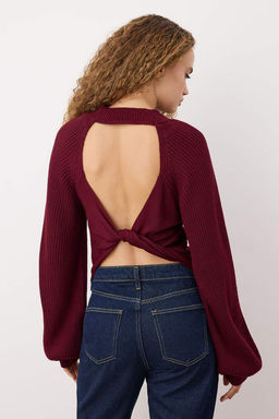 Siyah S?rt Cut Out/Pencere Detayl? Triko Kazak TWOAW26KZ00021 - Trendyolmilla фото 8