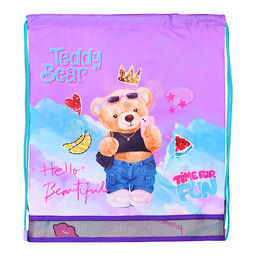 Сумка для сменной обуви "Teddy Bear" 40x47 см, водоотталкивающая ткань, на веревочной завязке, с вставкой из пластиковой сетки для вентиляции, с петлей для повеса и переноски