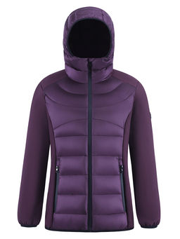 Куртка женская гибридная стёганая с капюшоном с графеновой подкладкой темно-фиолетового цвета 9626_1TF