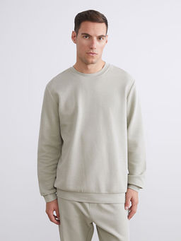 Bisiklet Yaka Dokulu Erkek Sweatshirt