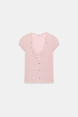 TOP CHAQUETA COMBINADO LAZO / Rosa vigor? - Zara фото 6