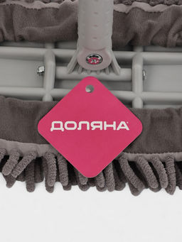 Швабра для мытья пола плоская гибкая Доляна, насадка из микрофибры букли 29×13 см, телескопическая стальная ручка 75(116) см, серая