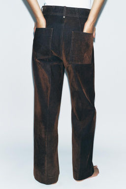 ZW COLLECTION WIDE-LEG HIGH-WAIST FLOCKED JEANS - Zara фото 4