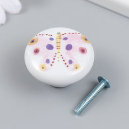 Ручка для шкатулки керамика, металл Бабочка, 3.8?3.8?2.8 см