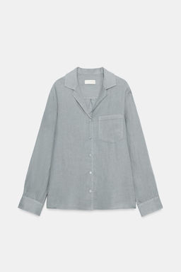 CAMISA LINO BOLSILLO ZW COLLECTION / Azul / Verde - Zara фото 4