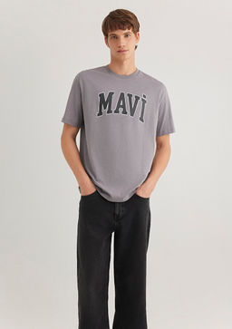 Mavi Logo Bask?l? Gri Tisort фото 2