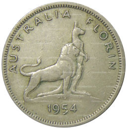 1 флорин 1954 года Австралия Королевский визит в Австралию