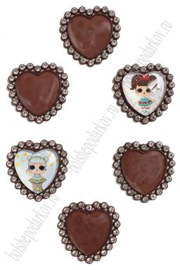 Крышечка со стразами "Сердечко" (10 шт) SF-3632, шоколадный №136