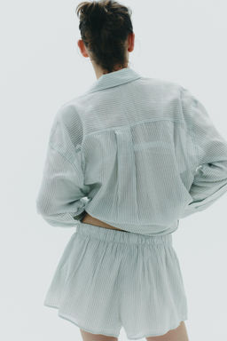 STRIPED GAUZE PYJAMA SHORTS - Zara фото 5
