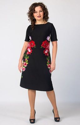 Стильное платье из черного эластичного трикотажа с шикарным рисунком - Ckc collections фото 3