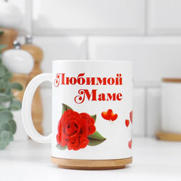 Кружка сублимация Любимой маме роза, c нанесением