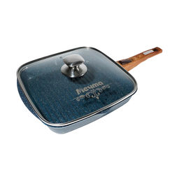 Сковорода-гриль квадр. 24*24 см со съемной ручкой и стекл. крышкой АП "Premium" (blue) арт. с064903 /МЕЧТА/