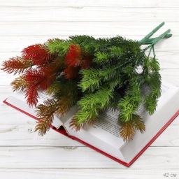 Елка ветка искусственная 42 см 7 веток / AB4192-7P /уп 2/250/1000/Новый год (Красный)