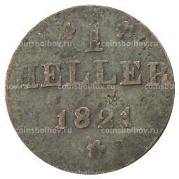 1 геллер 1821 года F Германские государства Франкфурт