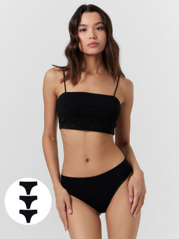 Цена за 2 штуки! Трусы бразилиана женские черные в наборе, 3 шт