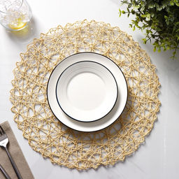 Салфетки сервировочные на стол Доляна «Одуванчик», 4 шт., d=38 см, бежевые