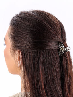 Цена за 6 шт. Крабик для волос «Хизер», цветы галант, 4 см, серебро