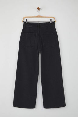 Siyah Yuksek Bel Pacas? Kesikli Comfort Culotte Jeans TWOAW26JE00048 - Trendyolmilla фото 6