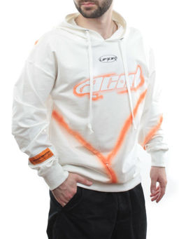 2652 WHITE/ORANGE Толстовка мужская (75% хлопок, 20% полиэстер, 5% спандекс)