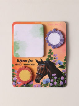 Цена за 2 шт. Магнит на холодильник с блоком для записей и стикерами Цветы всё делают прекраснее!, 10?12 см