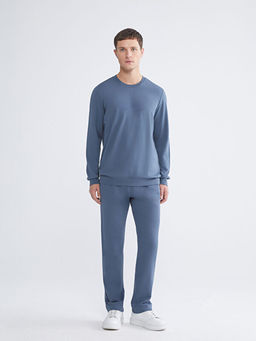 Bisiklet Yaka Bask?l? Erkek Sweatshirt