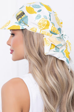 Косынка из натурального хлопка с козырьком (лимончики, белая) - Lt collection фото 2