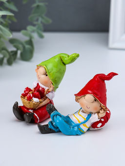 Набор фигурок 2 шт. полистоун «Малыши в длинных колпаках», красный, 3.3×6×6.7 см
