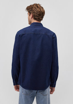 Lacivert Denim Gomlek - Mavi фото 4