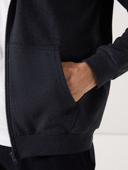 Kap??onlu Uzun Kollu Erkek Fermuarl? Sweatshirt