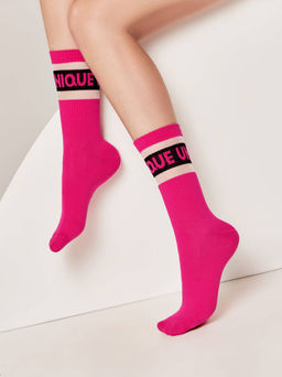 Цена за 2 пары. Носки Удлиненные CONTE ACTIVE Удлиненные носки с полосками из прозрачной сетки фуксия - Conte elegant фото 4