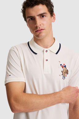 Erkek Beyaz Slim Fit Polo Yaka Basic TiЕГrt - U.s. polo assn фото 2