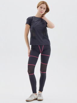 Футболка спортивная с сеткой женская MINAKU, чёрная, размер 48