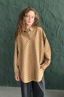 Рубашка женская HUG077/11/Бежевый, черный