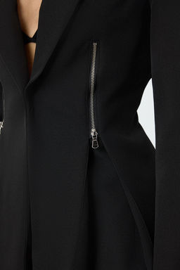 Siyah Fermuar Detayl? Dokuma Blazer Ceket TWOAW25BC00010