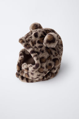 FAUX FUR ANIMAL PRINT HOOD WITH EARS - Zara фото 3