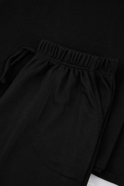 Siyah Regular Yumusak Waffle Orme Pijama Tak?m? TMNAW26PT00070 - Trendyolmilla фото 2