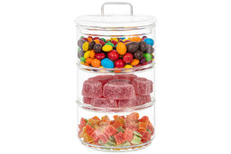 Банка д/хранения 3-х секционная 400 мл 11,5*11,5*20 см Crystal glass + стеклянная крышка, стекло