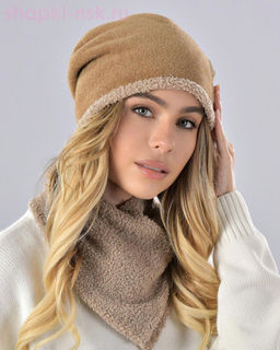 Бархат полоска термо Комплект флис (шапка+снуд) (56-58)