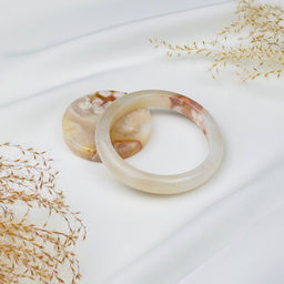 Браслет цельный из цветочного Агата со срезом