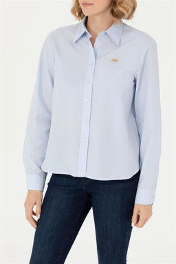 U. S. Polo Assn Женская голубая рубашка с длинным рукавом - U.s. polo assn фото 13