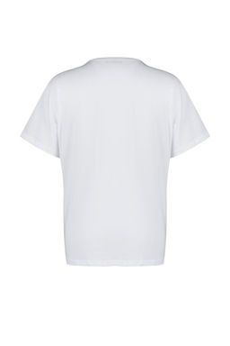 TRENDYOLMILLA Lacivert Bask?l? Oversize/Genis Kal?p Dik Yaka Orme T-Shirt TWOSS23TS00373  фото 14