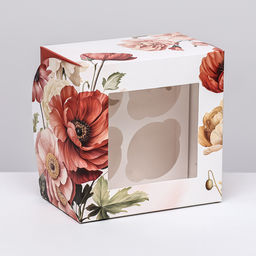 Цена за 5 шт. Коробка для 4 капкейков с окном, «Самой прекрасной», 16×16×10 см