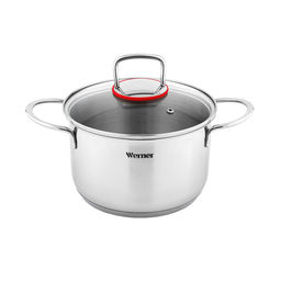50170 WERNER Кастрюля COMO 20х11,5см/3,6л со стеклянной крышкой, с индукционным капсульным дном. Материал: нерж. сталь. Толщина: 0,5мм