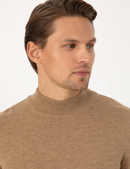 Camel Melanj Slim Fit Yar_m Bal_k__ Yaka Basic Triko Kazak - Pierre cardin фото 2