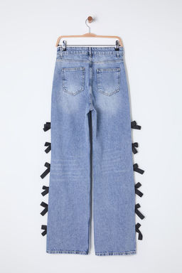 Mavi Kurdele/Fiyonk Detayl? Normal Bel Wide Leg Jeans TWOSS25JE00035 - Trendyolmilla фото 9