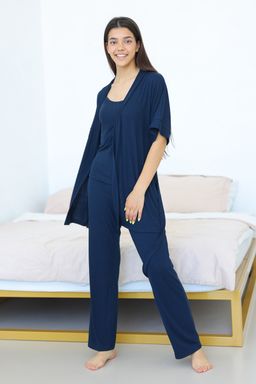 Халат женский 242L13-18 темно-синий - Solo mio фото 3