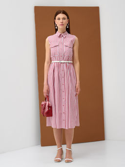 Платье хлопок OD-800-1 полоса бордовая