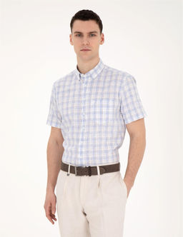 A__k Mavi Regular Fit K_sa Kollu G_mlek